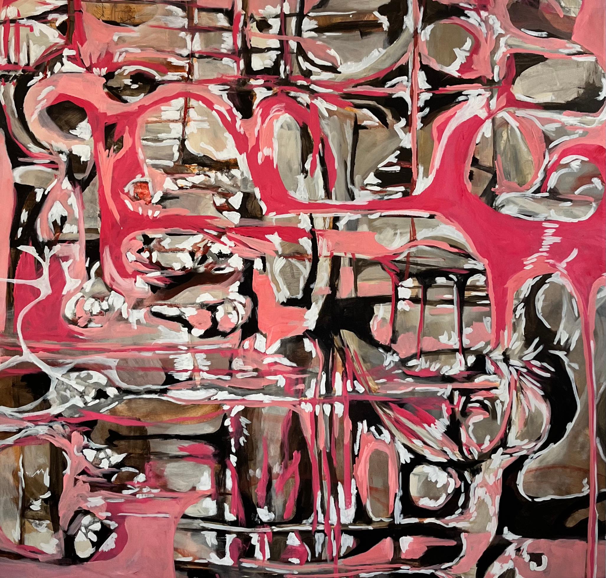Abstract, Large, Pink, Acrylic on canvas, painting  - Painting by Lindsey Nobel