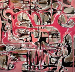 Abstract, Large, Pink, Acrylic on canvas, painting 