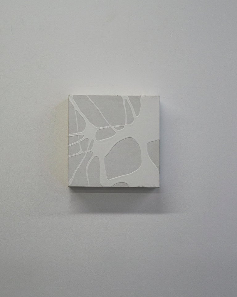 Liquidline, White, Paint, Abstract, Canvas, Square - Painting by Lindsey Nobel