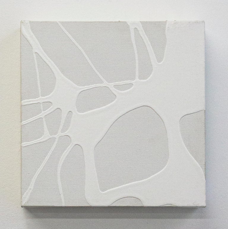Lindsey Nobel Abstract Painting - Liquidline, White, Paint, Abstract, Canvas, Square