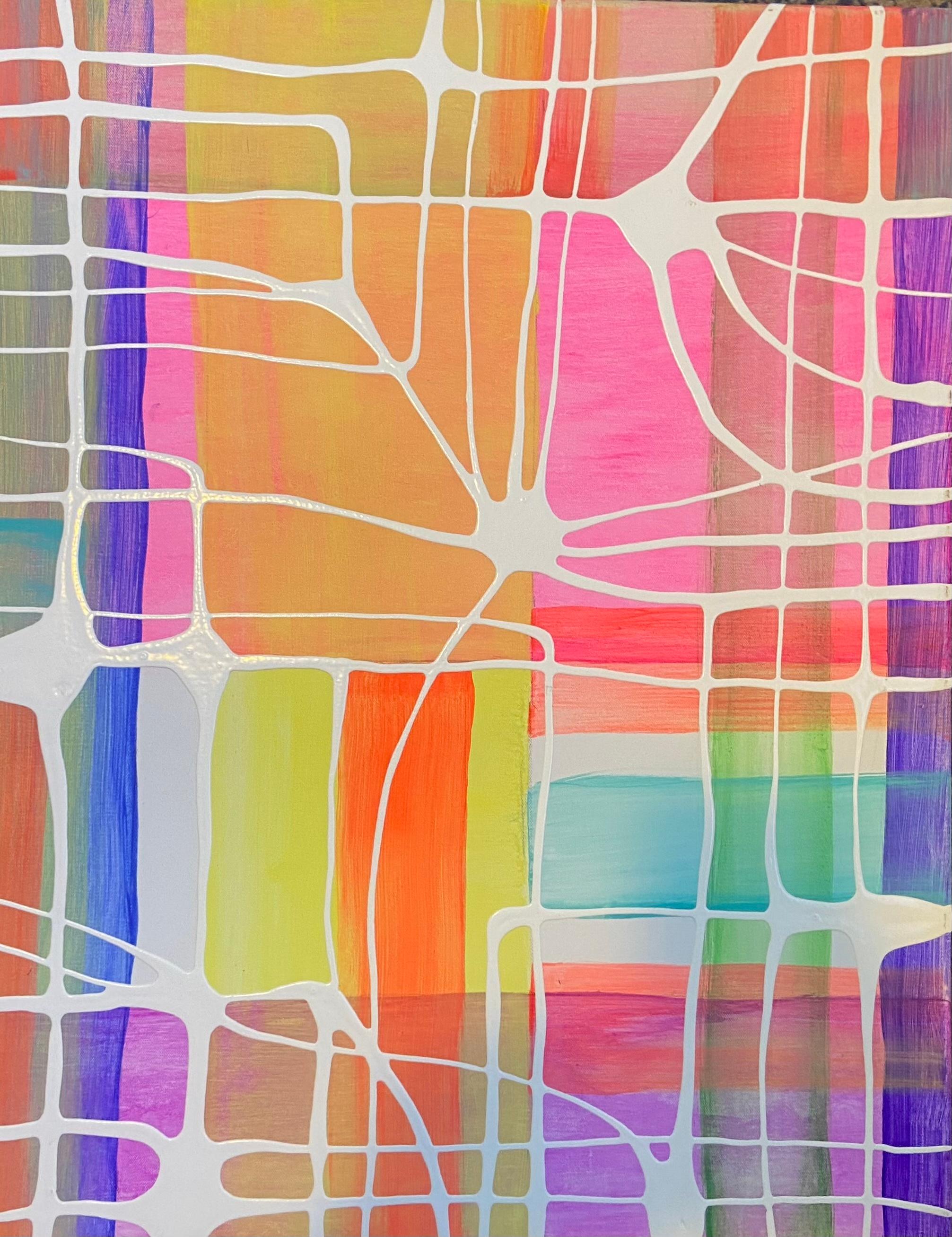 Lindsey Nobel Abstract Painting – Liquidlines & Infosphäre #1