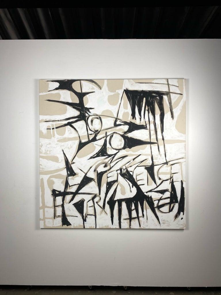Pittura, Astratto, Contemporaneo, Bianco e nero, Organico, Vortici - Painting di Lindsey Nobel