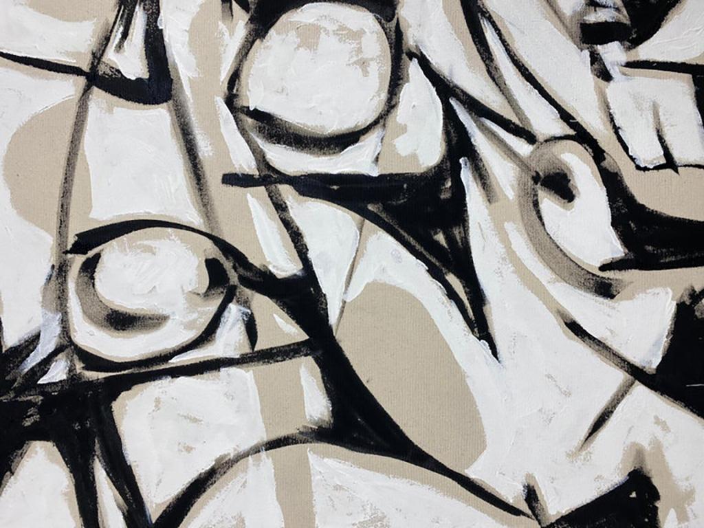 Pittura, Astratto, Contemporaneo, Bianco e nero, Organico, Vortici in vendita 1