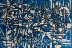 black, blue, white, abstract, canvas, acrylic, painting