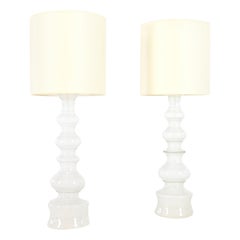 Lindshammar Glasbruk (att.), Pair of Tall Blown Glass Lamps, Sweden C.1960