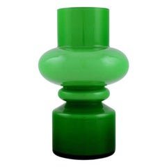 Lindshammar, Sweden, Vase in Green Mouth Blown Art Glass, 1960s / 70s