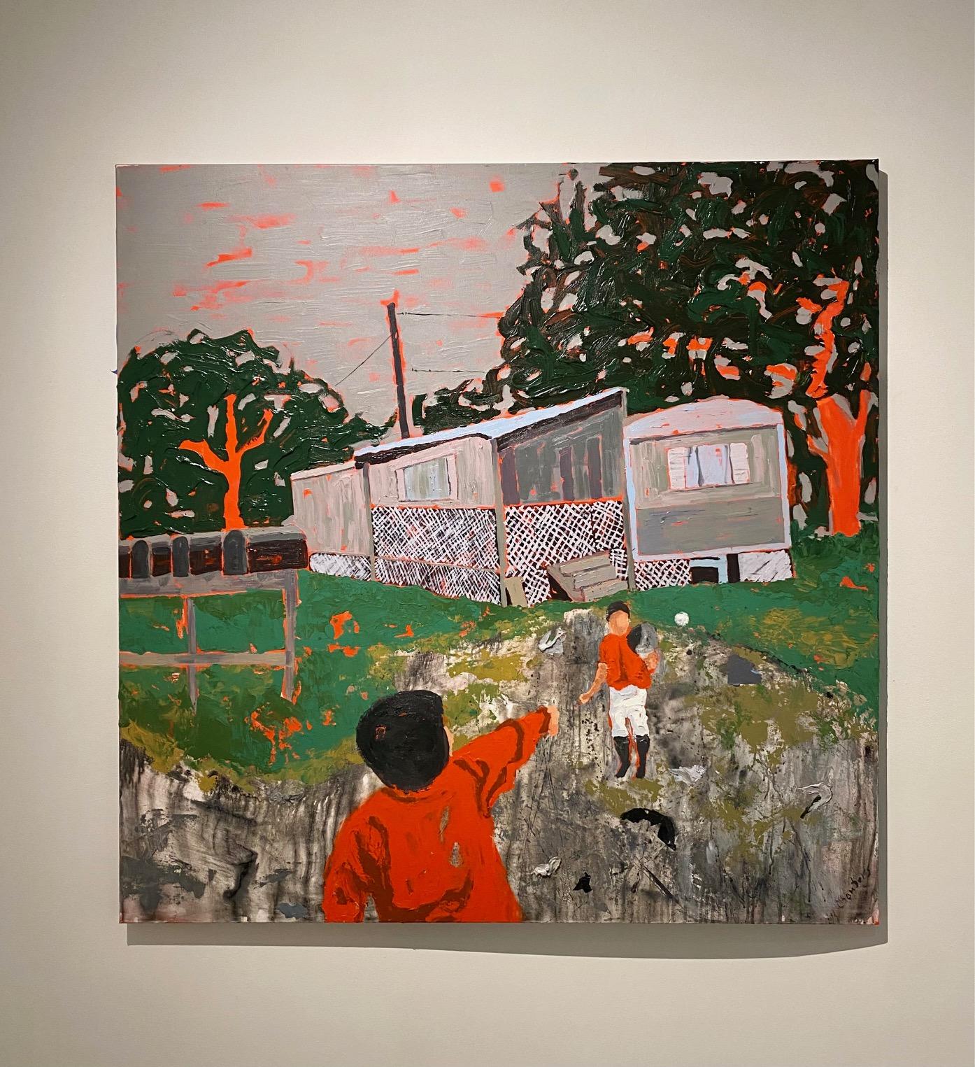 „Ball Players“, Öl und Acryl auf Leinwand – figürliches Gemälde – Painting von Lindy Chambers
