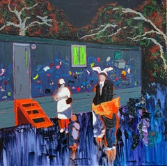 „Family Time“, Öl und Acryl auf Leinwand – figürliches Gemälde