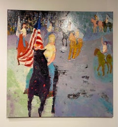 « Hometown Parade », huile sur toile - peinture figurative