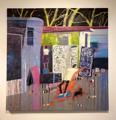 „Neighbors“, Öl und Acryl auf Leinwand – figürliches Gemälde