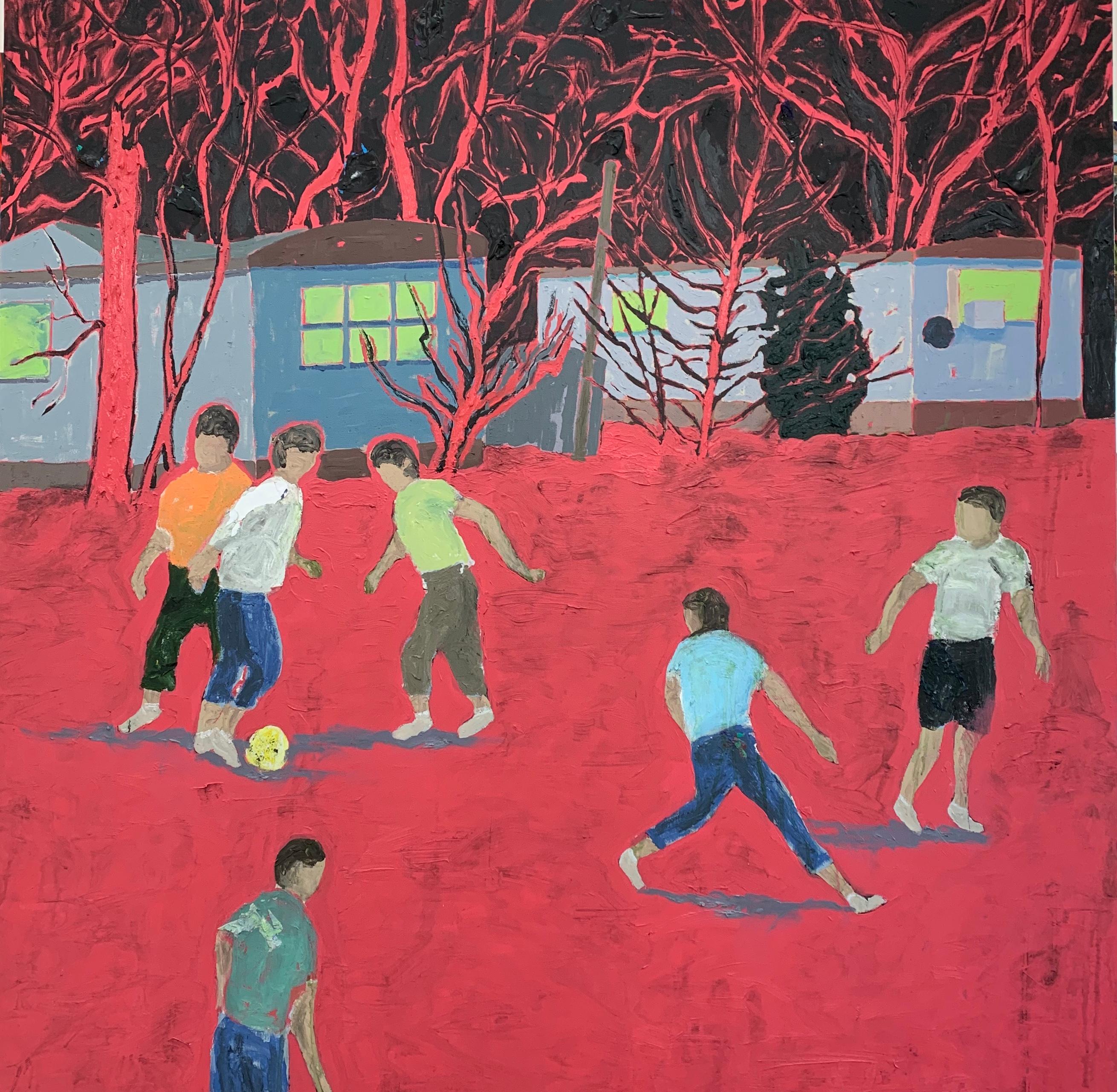 „Street Players“, Öl auf Leinwand – figuratives Gemälde