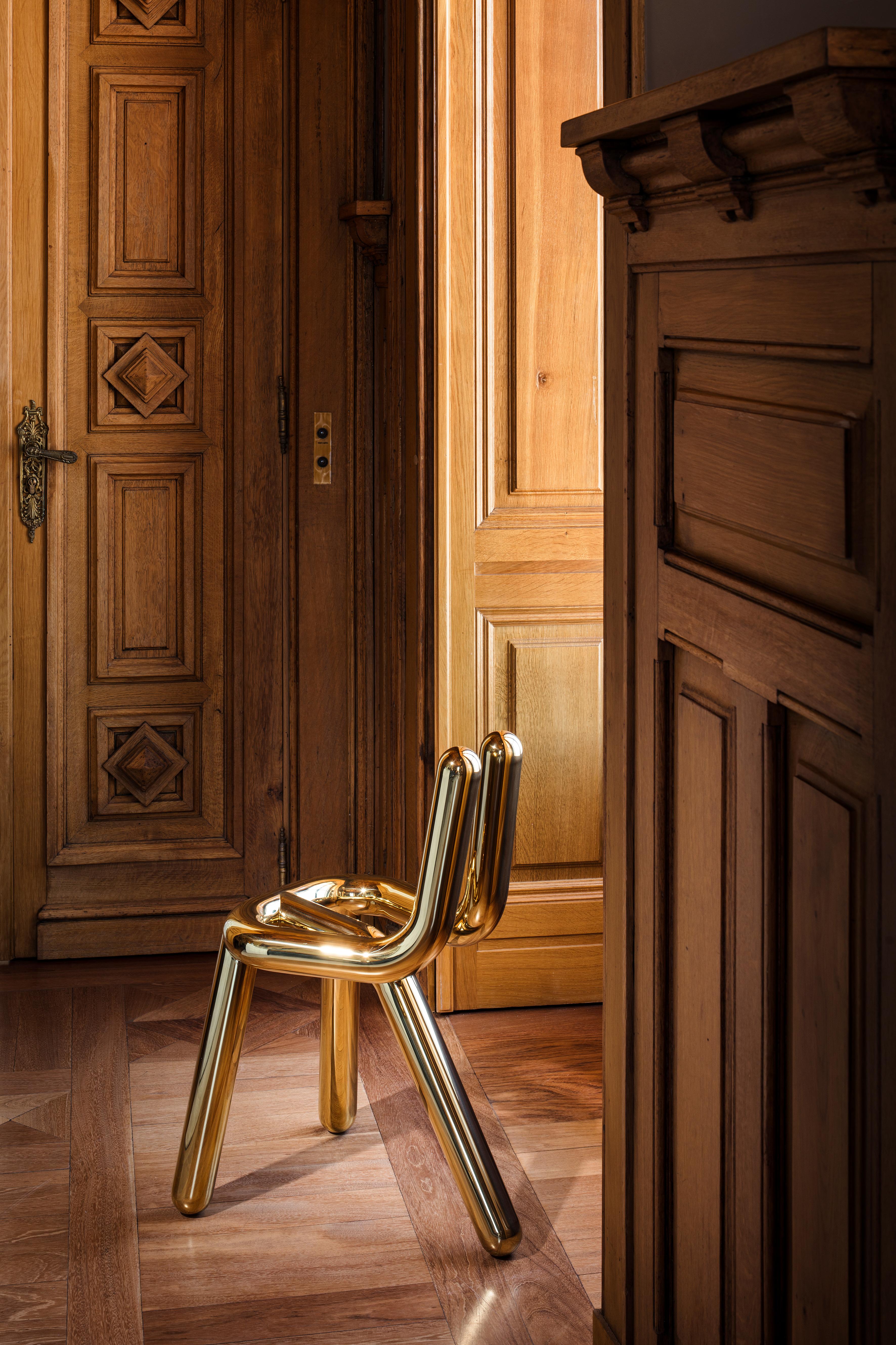 Modern Riluc, Line Chair, Titanium Gold, made by hand, designed in 2010 by Toni Grilo For Sale