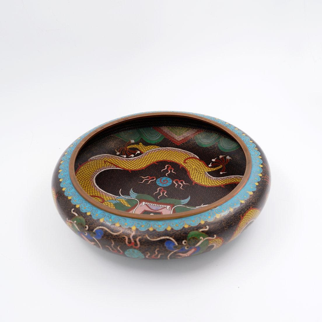 Coppa Cloisonné con draghi, Sig. Zhengde, Cina, anni 20/30. in vendita 4