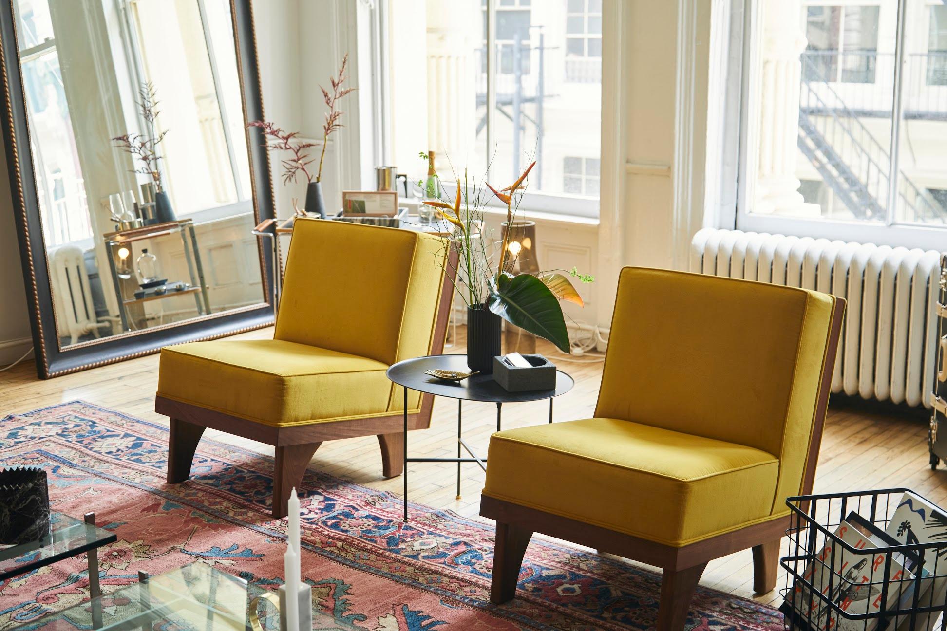 Mid-Century Modern Midcentury, Line Lounge Chair by Michael van Beuren, Walnut & Velvet, by LUTECA For Sale