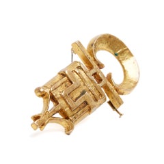 Line Vautrin 1955s Broche pendentif Bronze Künstler Brosche Anhänger