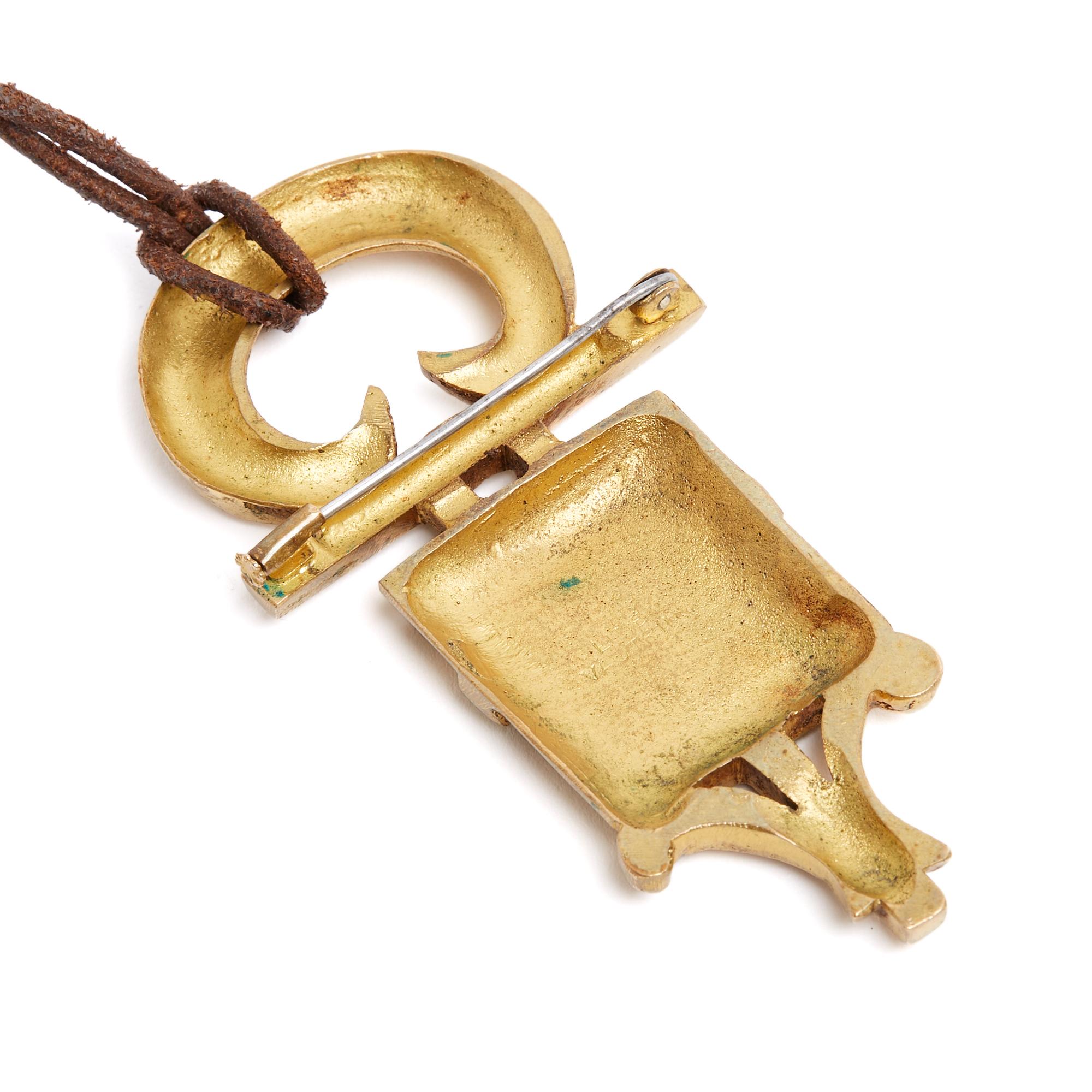 Line Vautrin 1955s Broche pendentif Bronce Artista Broche colgante en venta 3