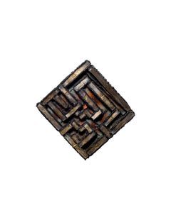 Line Vautrin Black Talosel Brooch with Gilt Mirror Fragments, France, circa 1960