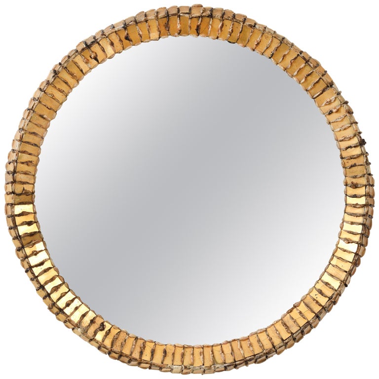Line Vautrin circular mirror, ca. 1960, offered by Galerie Charraudeau