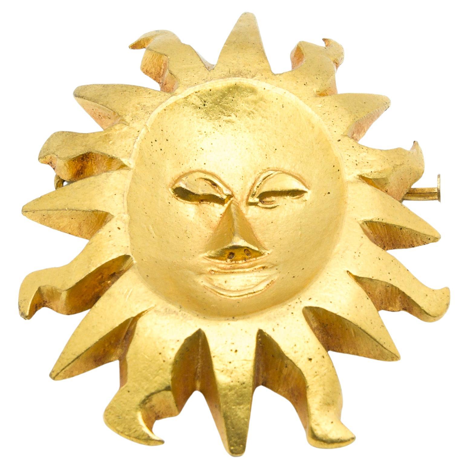 Line Vautrin Collector Vintage Mask Sun Brooch c.1950s For Sale at