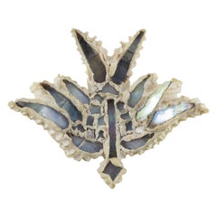 Line Vautrin Flying Bird Resin Talosel and Blue Mirrors Brooch