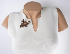 Line Vautrin Flying Bird Resin Talosel and Pink Mirrors Brooch