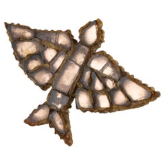 Line Vautrin Flying Bird Resin Talosel and Pink Mirrors Brooch