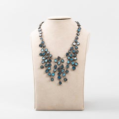 Line Vautrin, Fr, A "Farah" Talosel and Incrusted Blue Mirrors Large Necklace