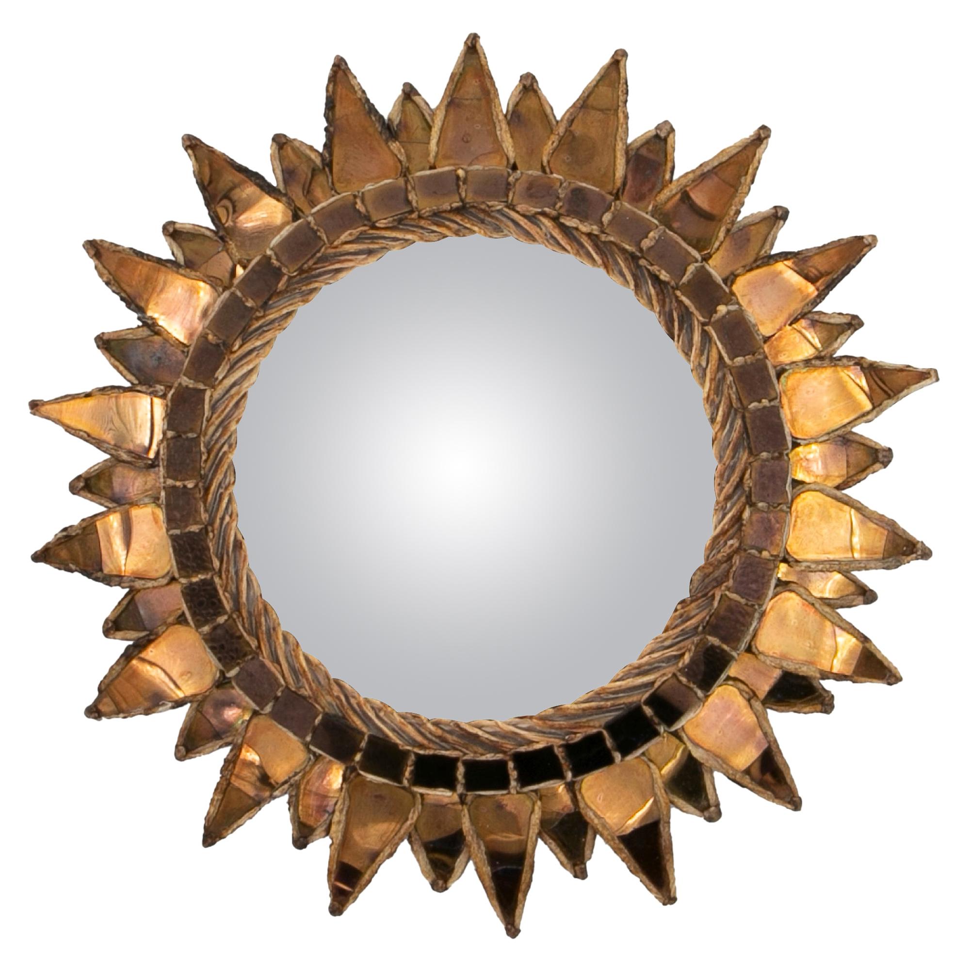 Line Vautrin, French, Mirror "Soleil A Pointes" Dark Bronze Incrusted Mirrors