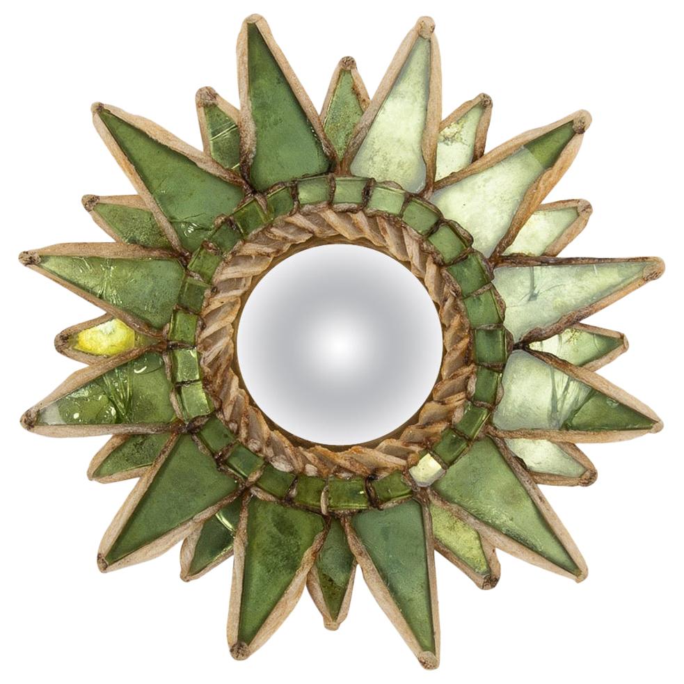 Line Vautrin, French, Mirror "Soleil A Pointes" Green Incrusted Mirrors