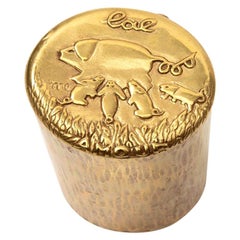 Line Vautrin Gilded Bronze Box "L'Altruisme est Amour"