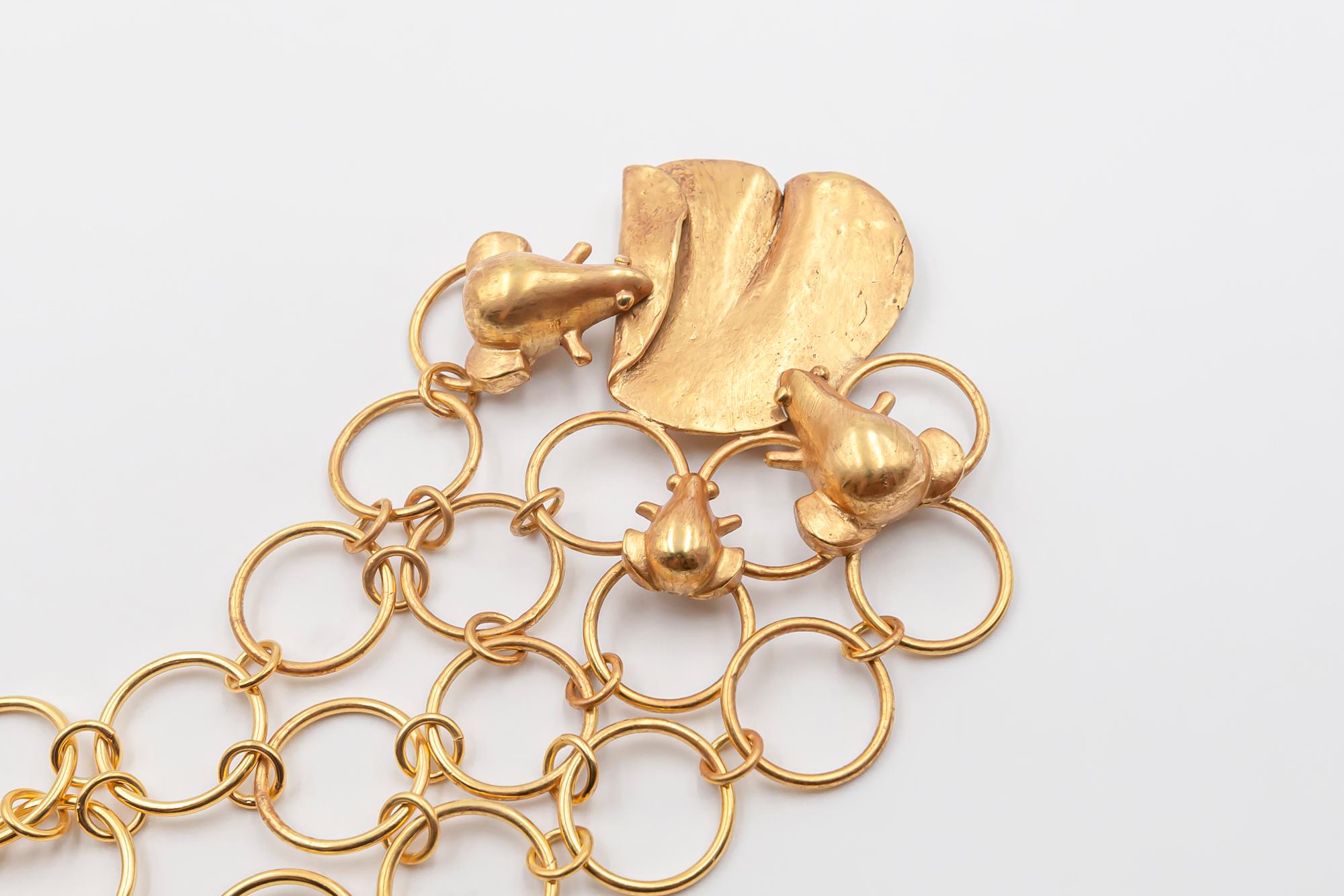 Line Vautrin gilded bronze brooch 