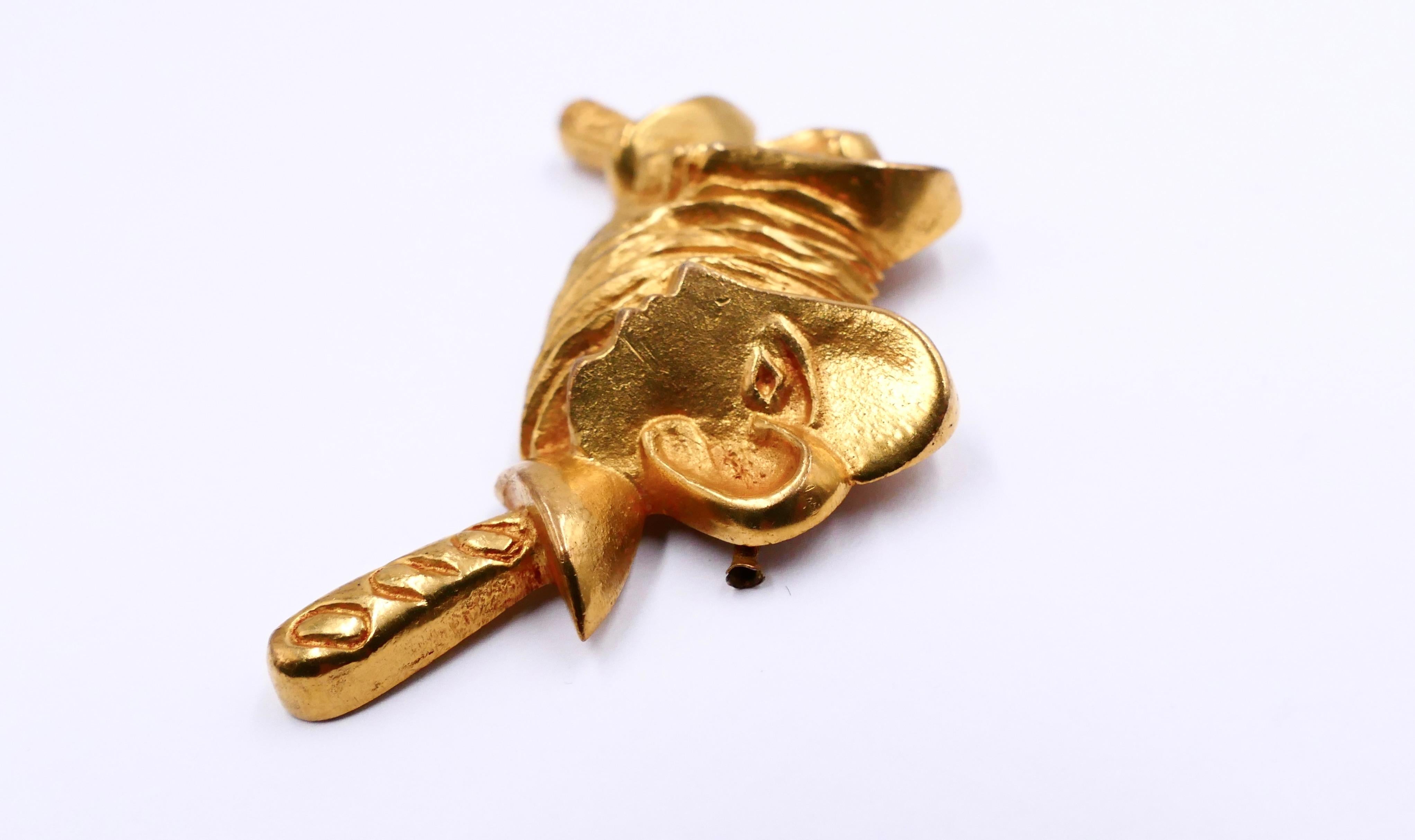 Arts and Crafts Line Vautrin gilded bronze brooch 