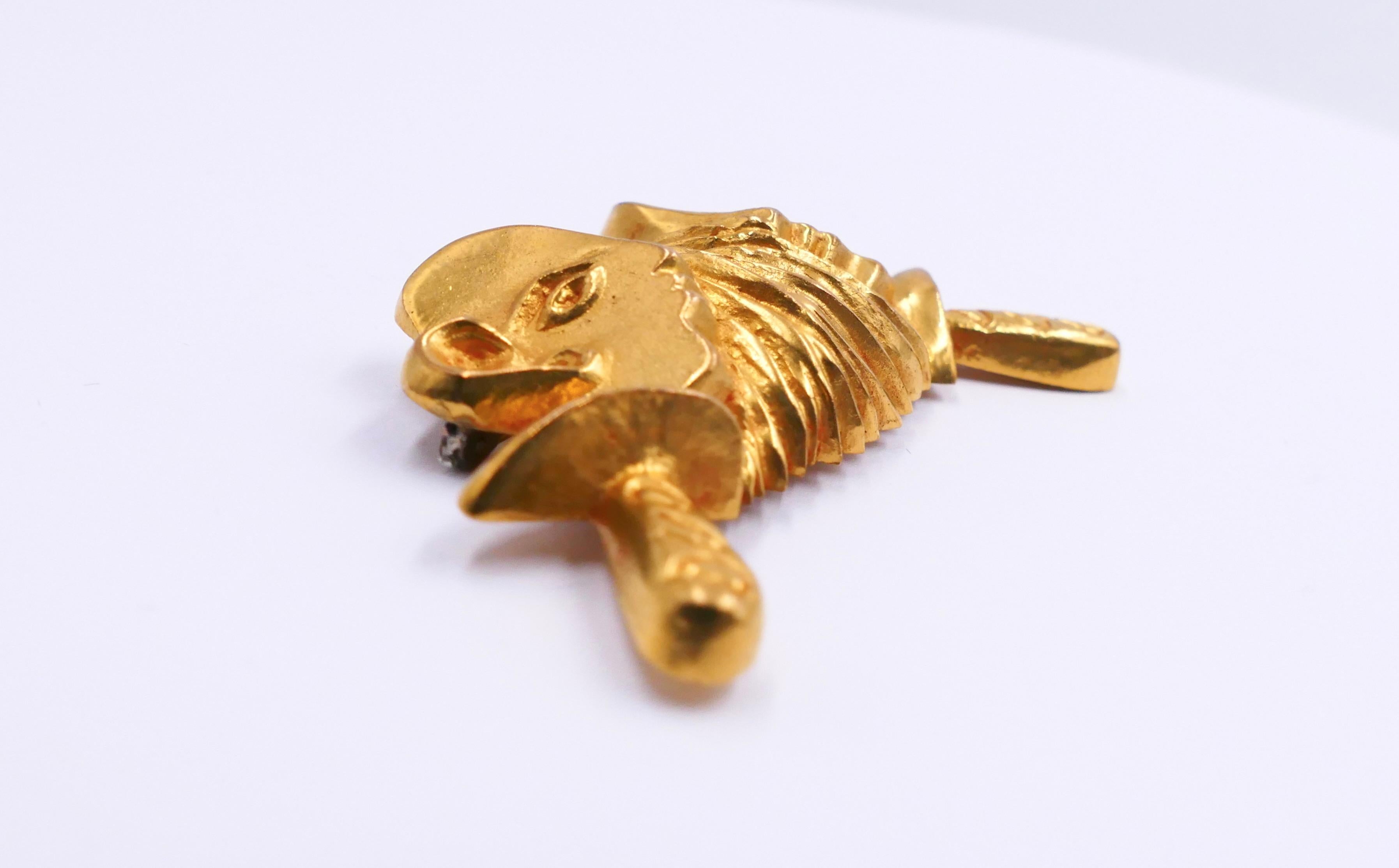 Women's or Men's Line Vautrin gilded bronze brooch 