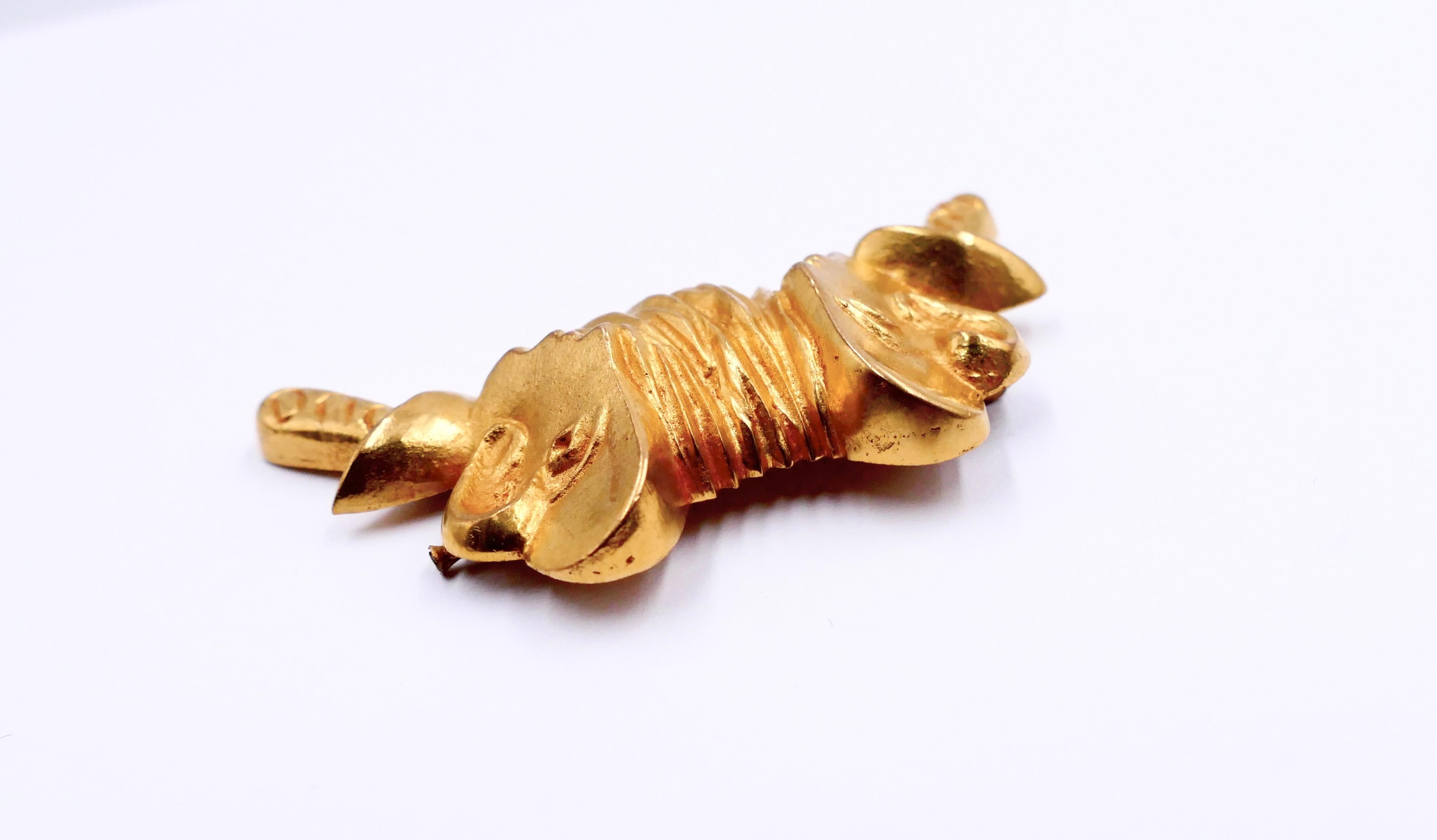 Line Vautrin gilded bronze brooch 