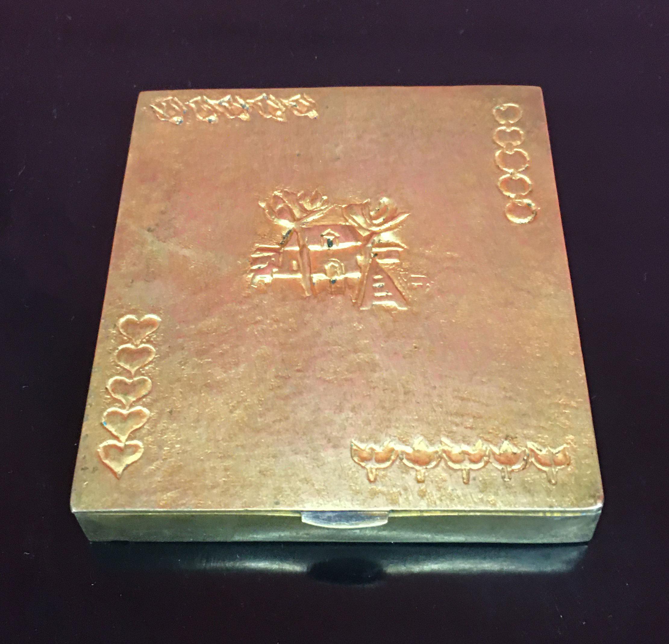 Line Vautrin Caja de bronce dorado Firmada en venta 4