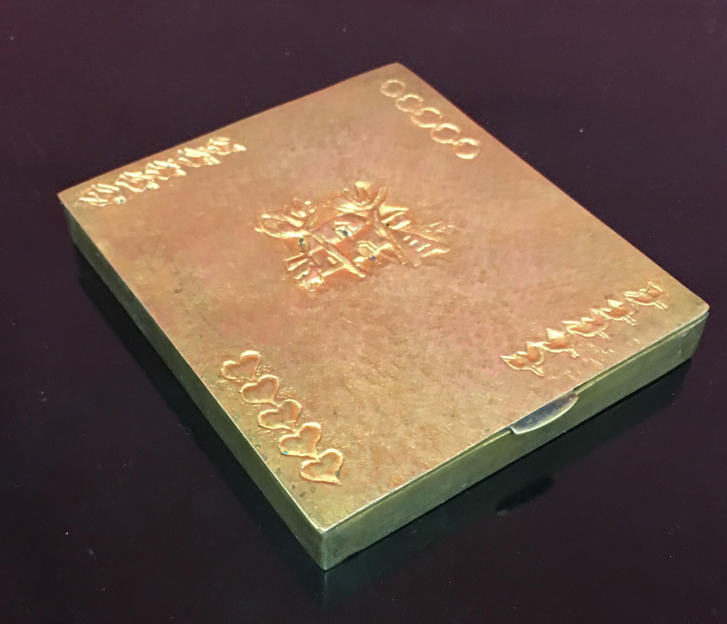 Line Vautrin Caja de bronce dorado Firmada en venta 5