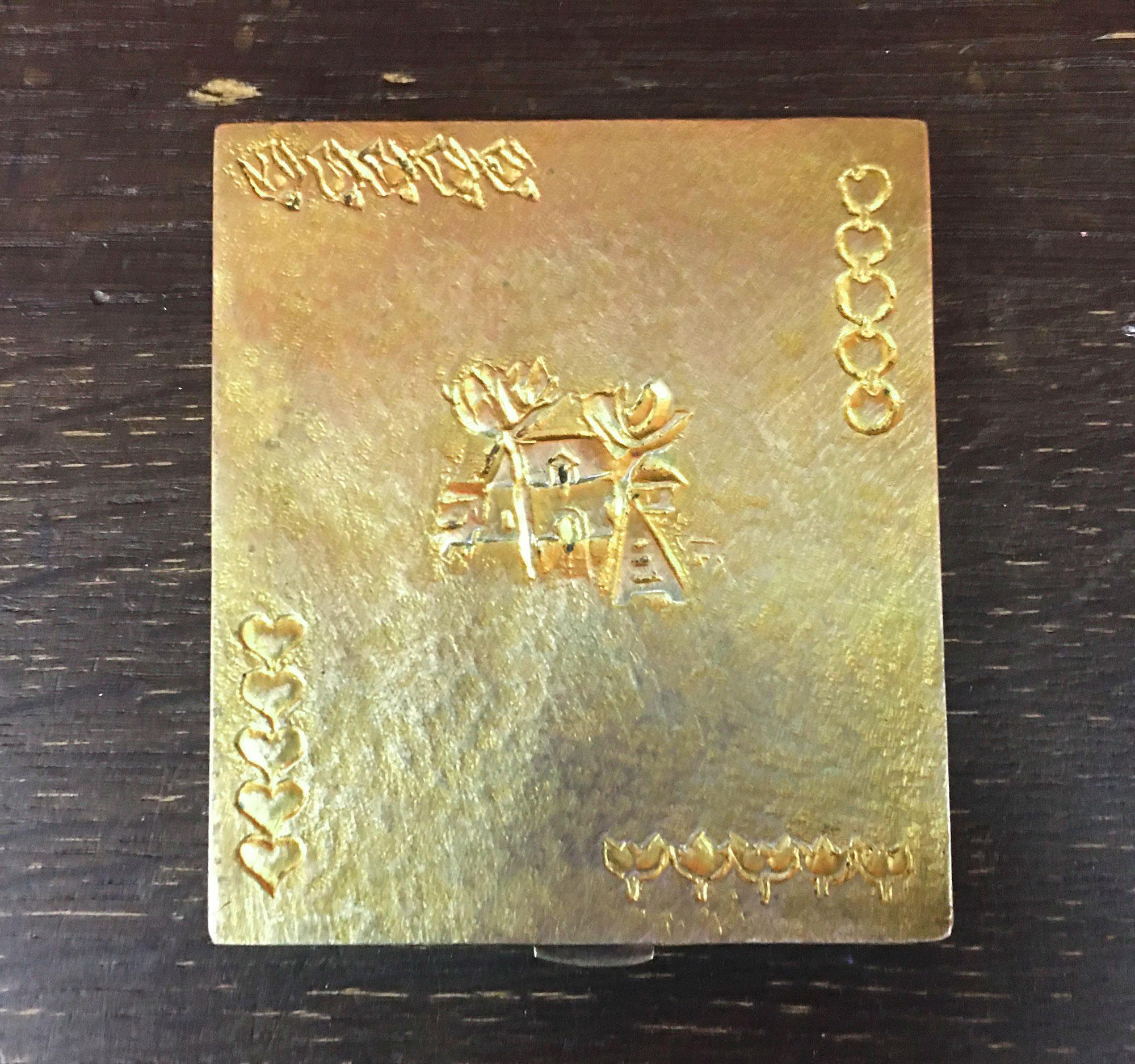 Line Vautrin Caja de bronce dorado Firmada Moderno de mediados de siglo en venta
