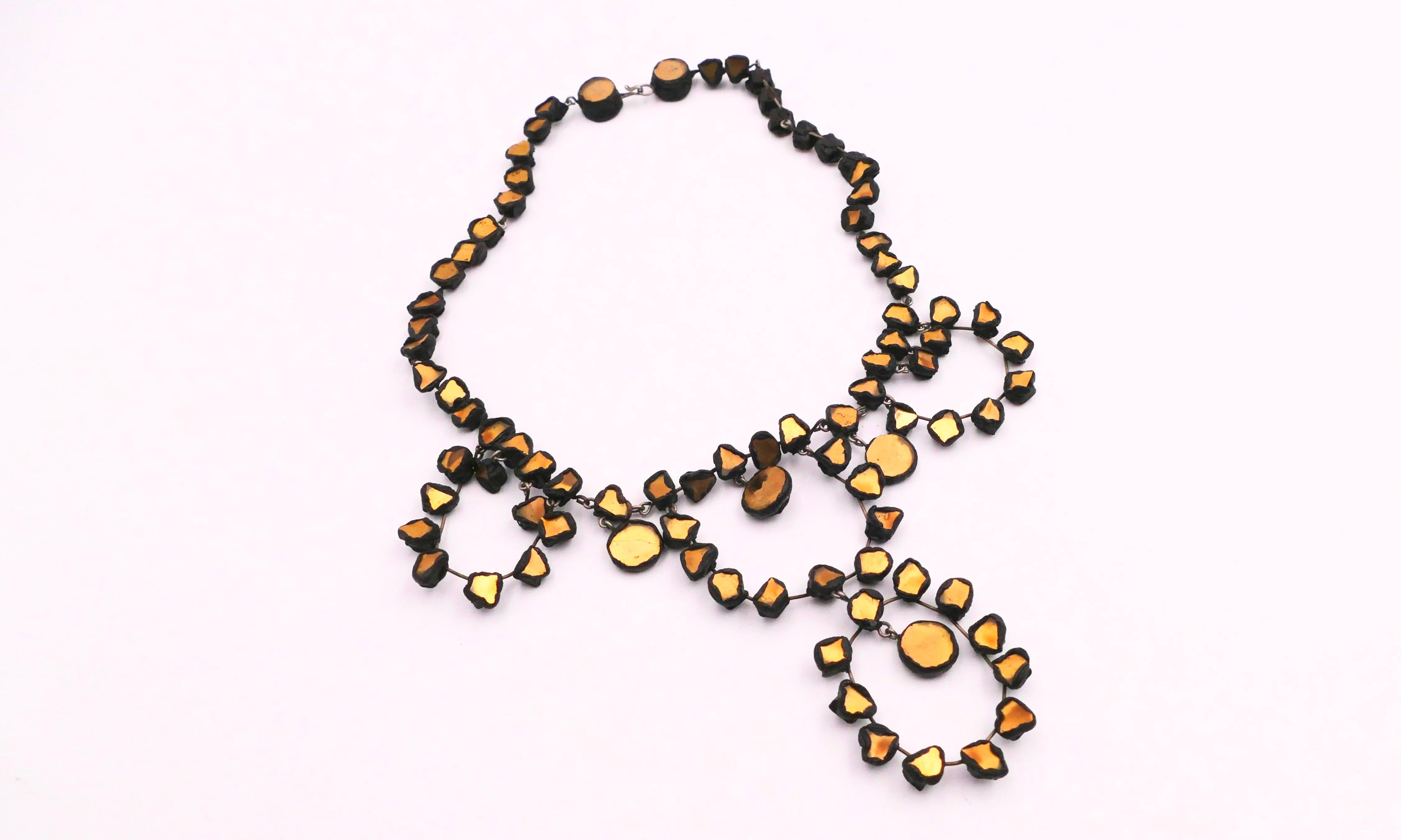 Moderno Line Vautrin Collana con talosel e specchi in bronzo dorato, 1960' in vendita