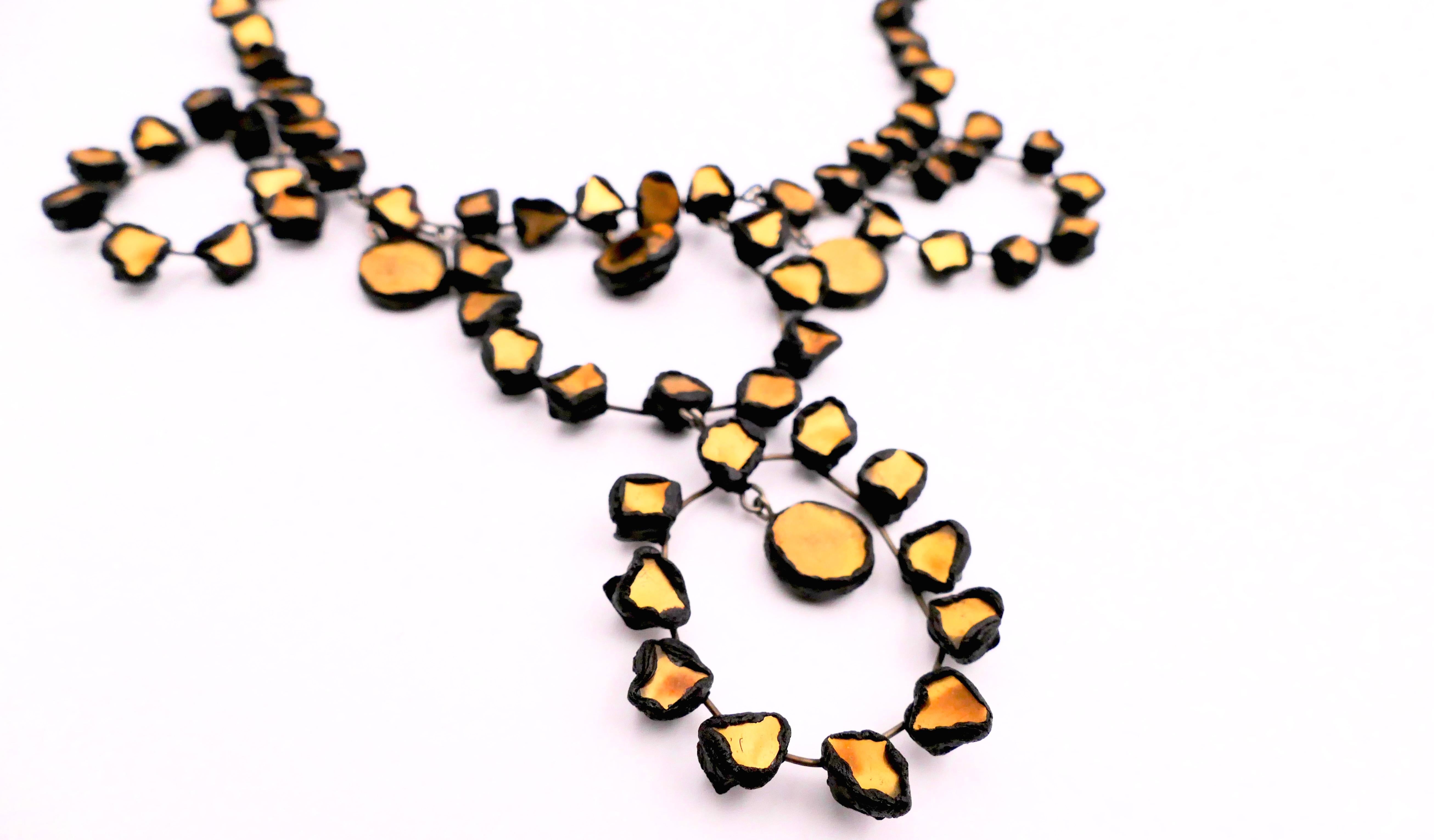 Line Vautrin Collana con talosel e specchi in bronzo dorato, 1960' In condizioni buone in vendita a Bruxelles, BE