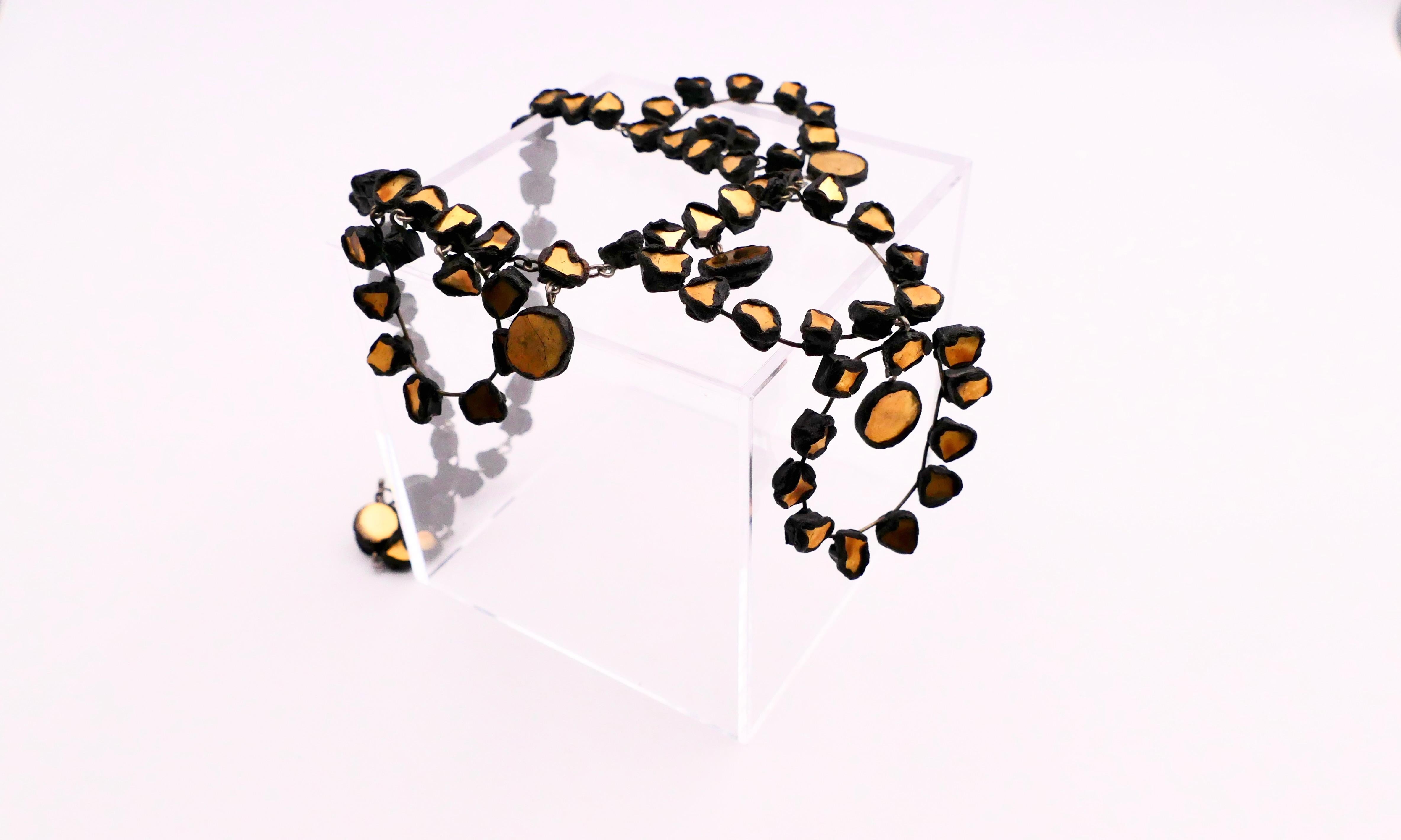 da uomo o donna Line Vautrin Collana con talosel e specchi in bronzo dorato, 1960' in vendita