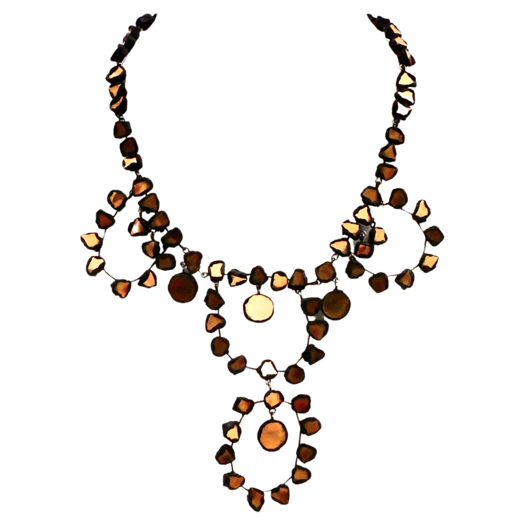 Line Vautrin Collana con talosel e specchi in bronzo dorato, 1960' in vendita