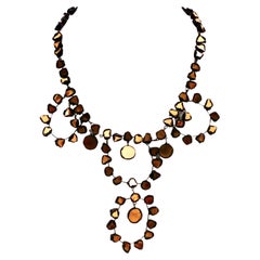 Line Vautrin Golden bronze Talosel and mirrors necklace, 1960'