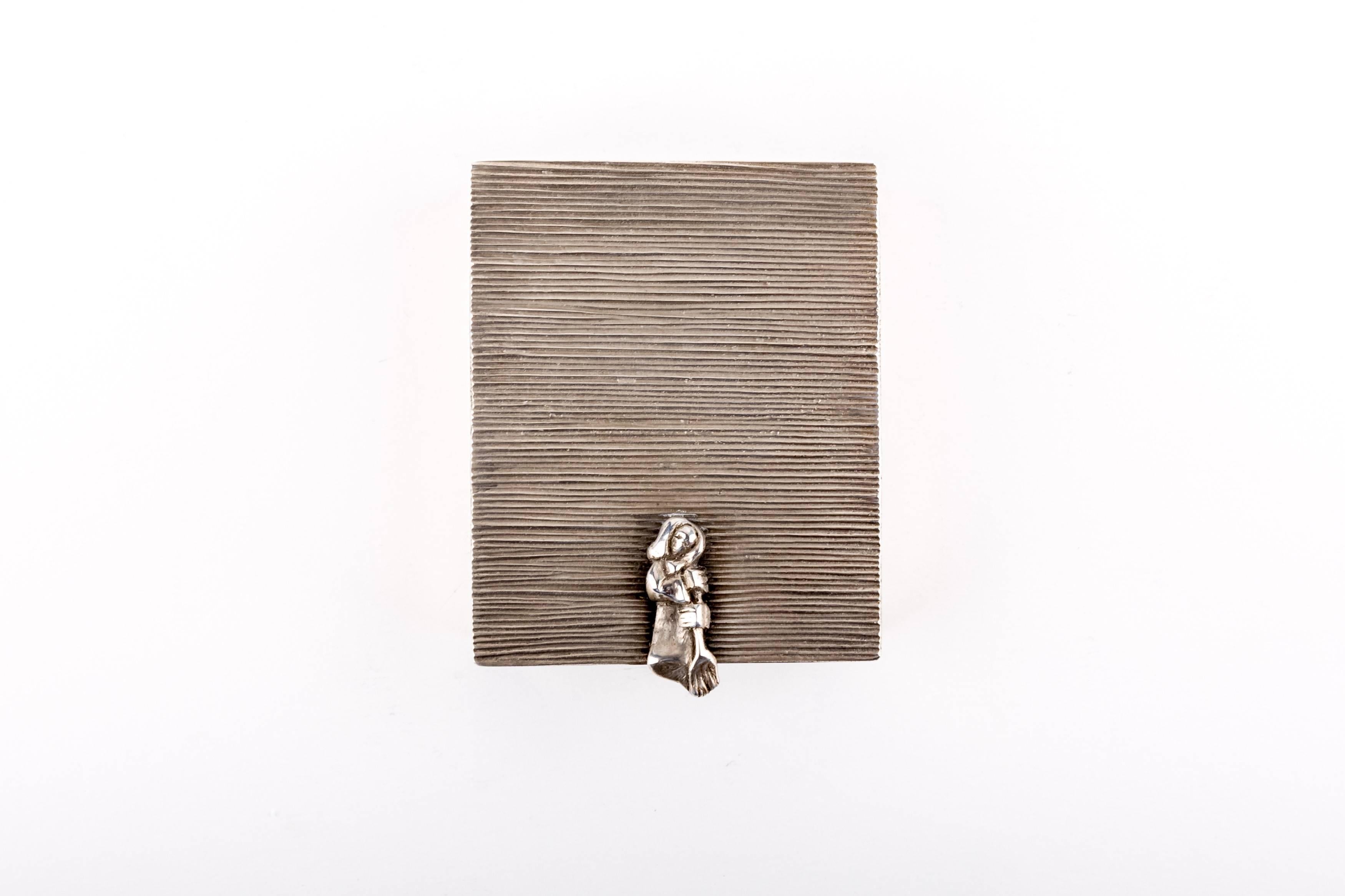 Mid-Century Modern Line Vautrin 'La Balayeuse Du Sacré Coeur' Silvered Bronze Box