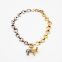 Line Vautrin, Le Bélier 'the Ram', Iconic Gilded and Silvered Bronze Necklace
