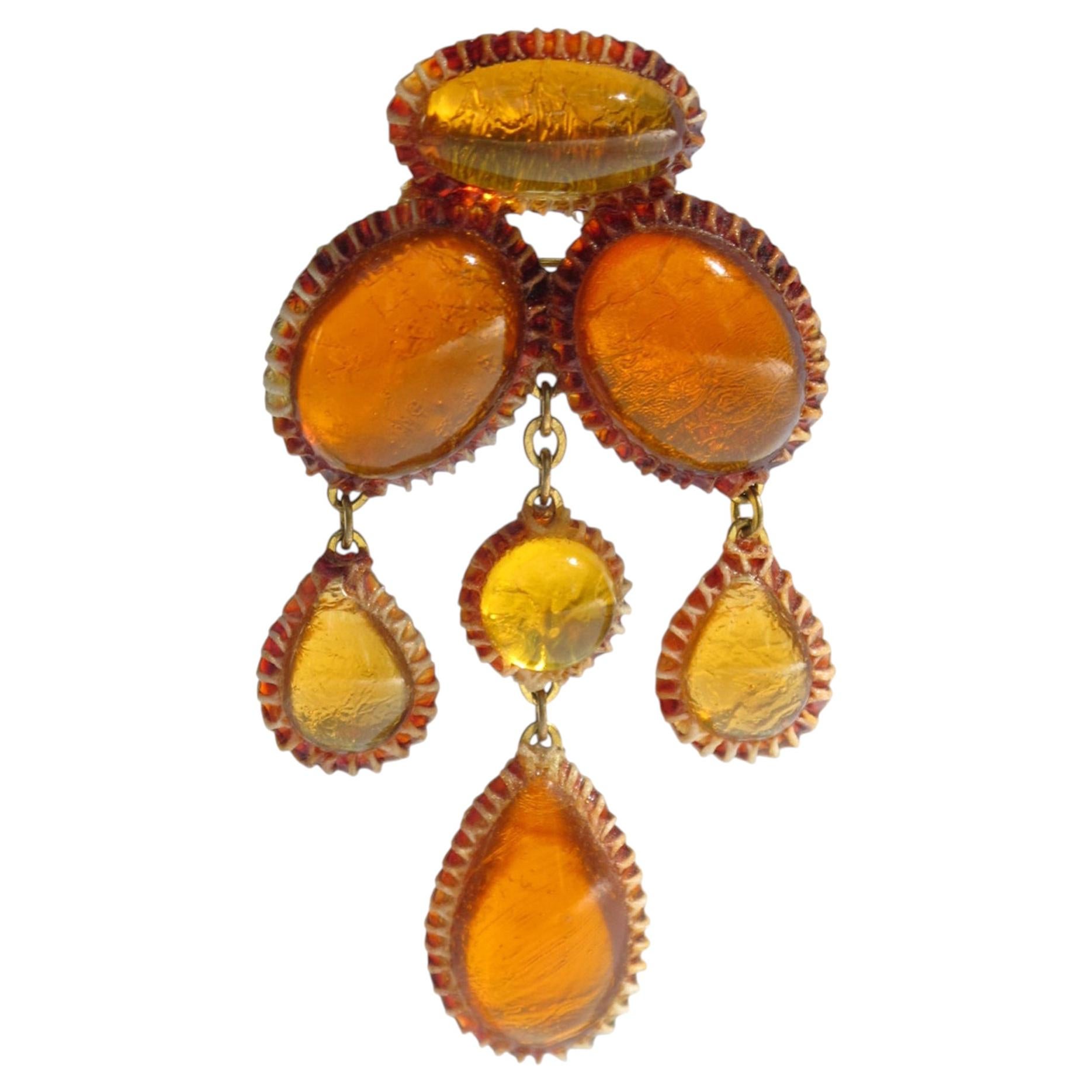 Line Vautrin School Amber Honey Talosel Resin Brooch