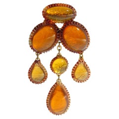Line Vautrin School Amber Honey Talosel Broche en résine