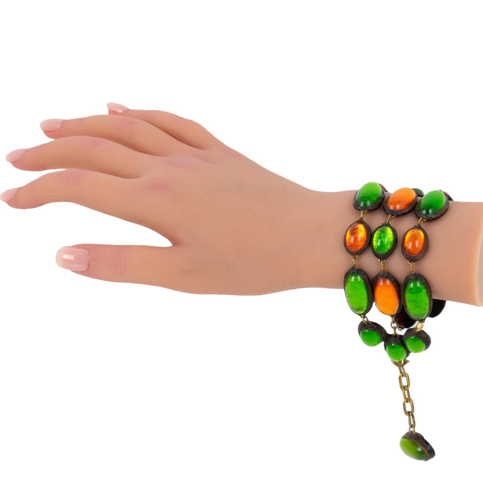 Line Vautrin School Bi-Color Talosel Link Bracelet For Sale 3