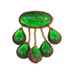 Line Vautrin School Green Talosel Resin Dangle Brooch