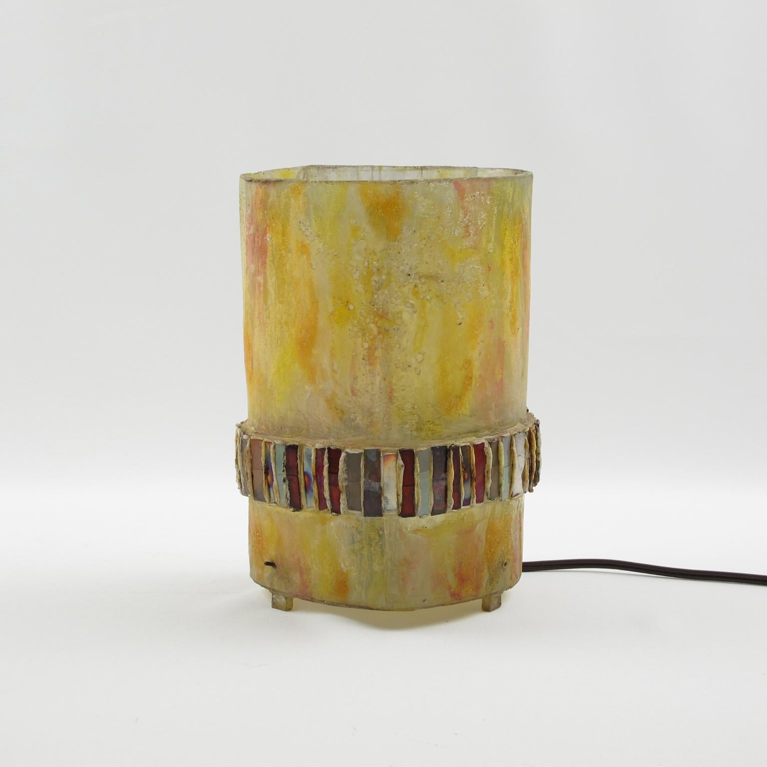 Lampada da tavolo con specchio e talosel della scuola Line Vautrin in vendita 3