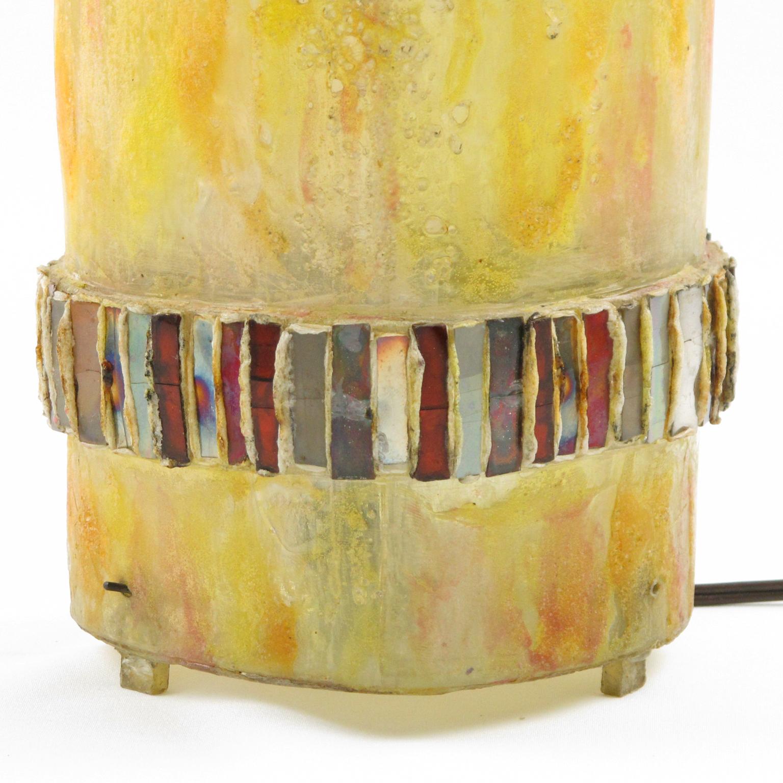 French Line Vautrin School Talosel and Mirror Table Lamp For Sale
